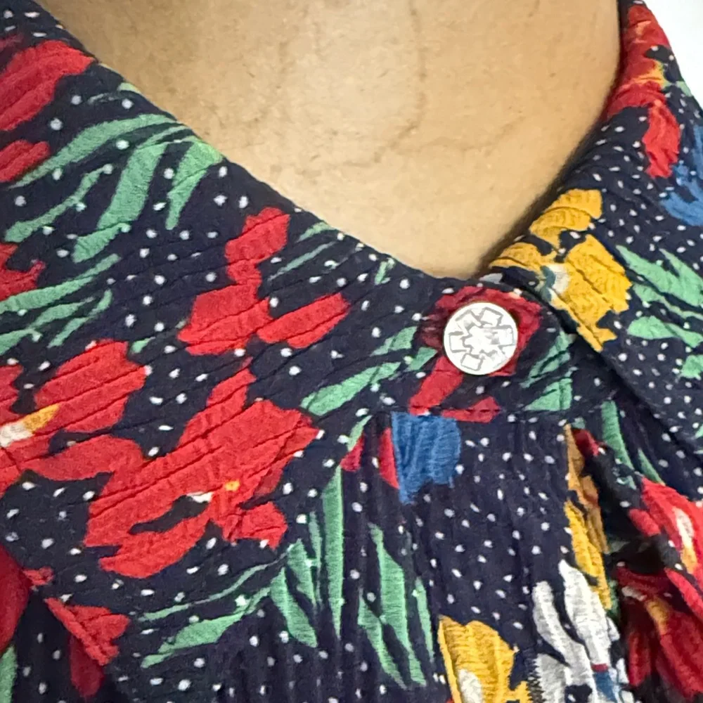 Tory Burch sz 4 Navy Floral Long Sleeve Dress with Ruffle Collar great condition - Picture 6 of 11